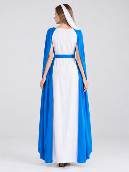 White and Blue Vampire Costume with Dress and Cape