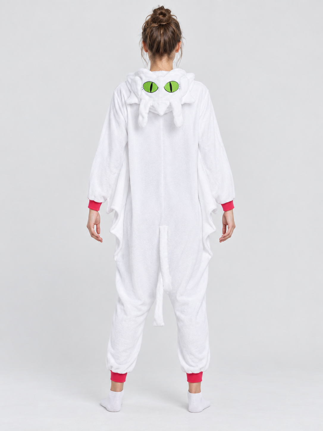 White Kigurumi Pajama with Hood, Ears, and Tail