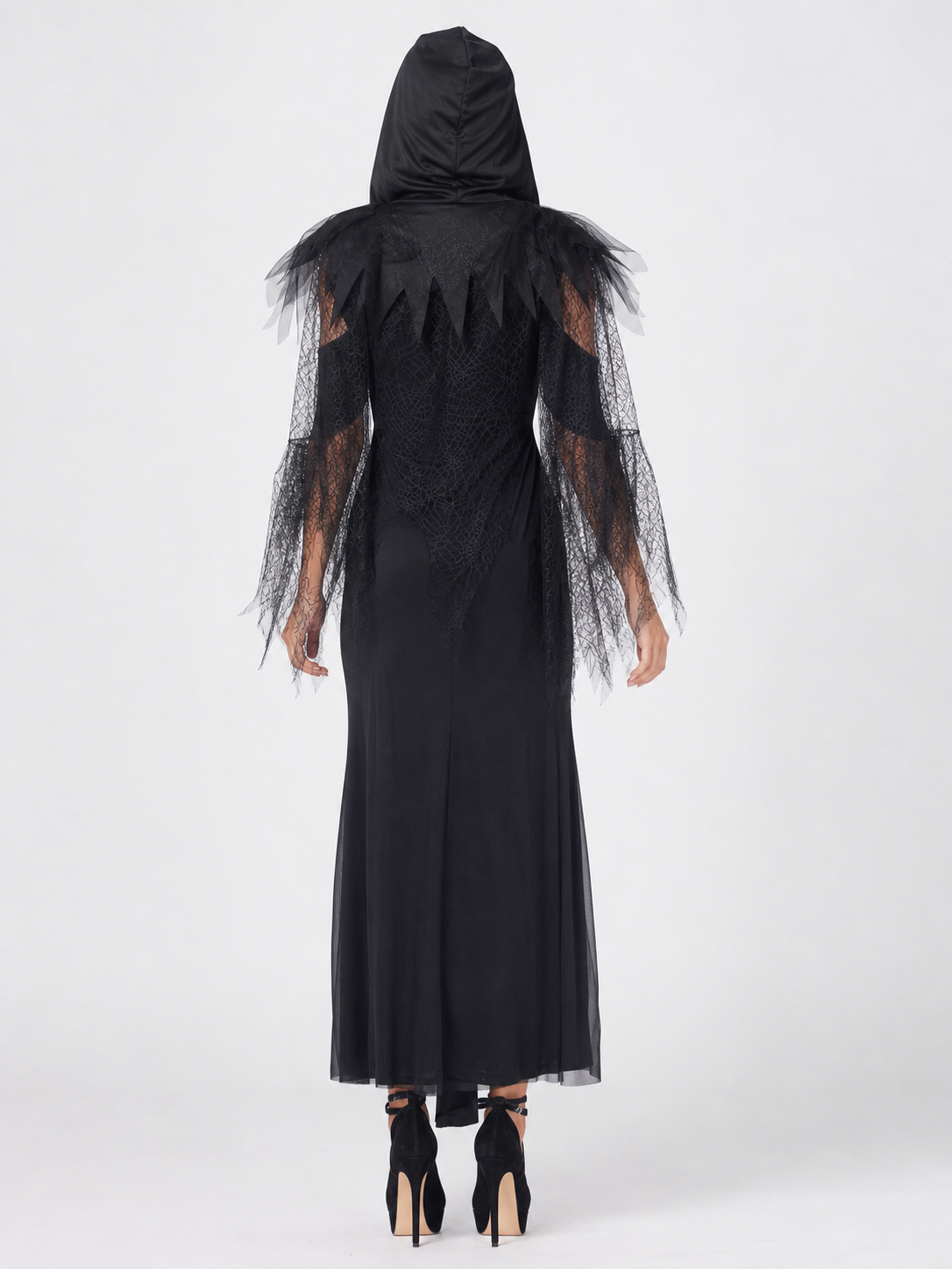 Gothic Vampire Costume with Hood and Gloves