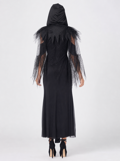 Gothic Vampire Costume with Hood and Gloves