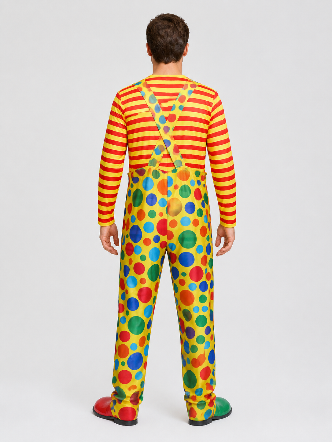 Clown Costume: Striped Top and Pants back view