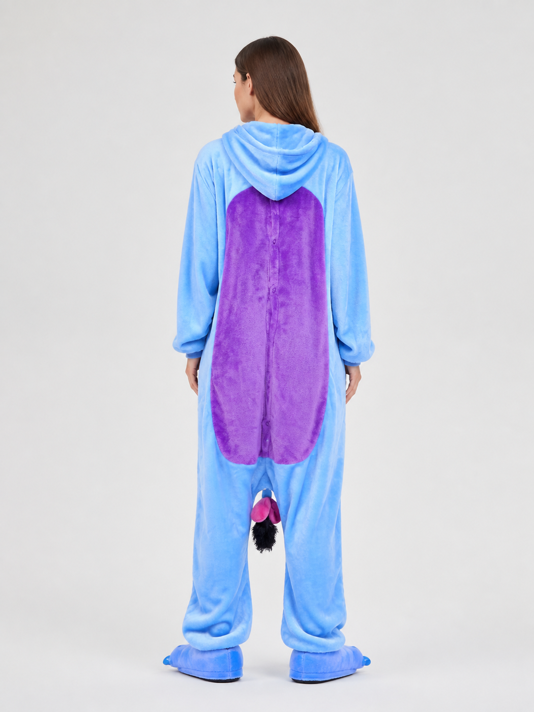 Husky Hooded Paw Flannel Pajama Onesie back view