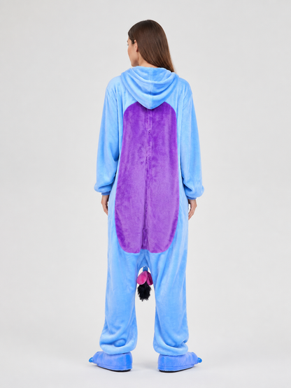 Husky Hooded Paw Flannel Pajama Onesie back view