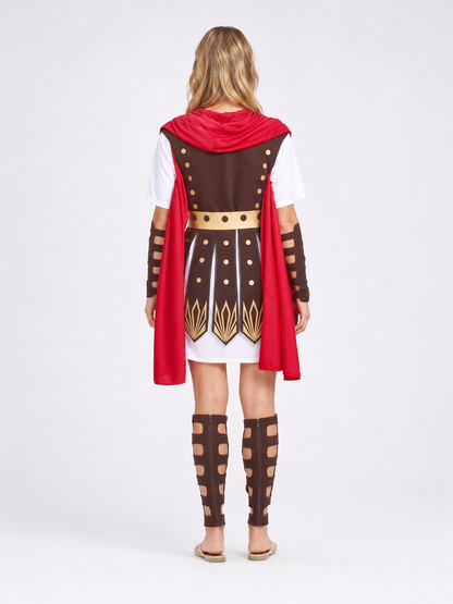 Roman Gladiator Costume with Cape and Accessories