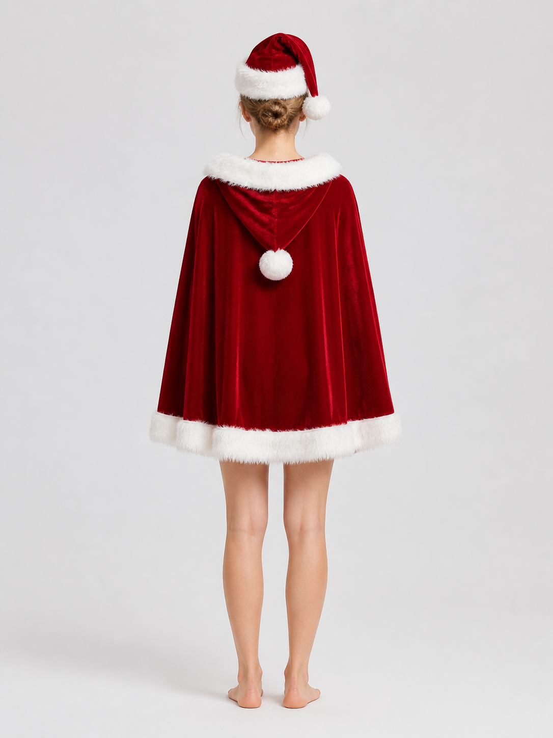 Christmas Character Costume: Red Cape and Dress back view