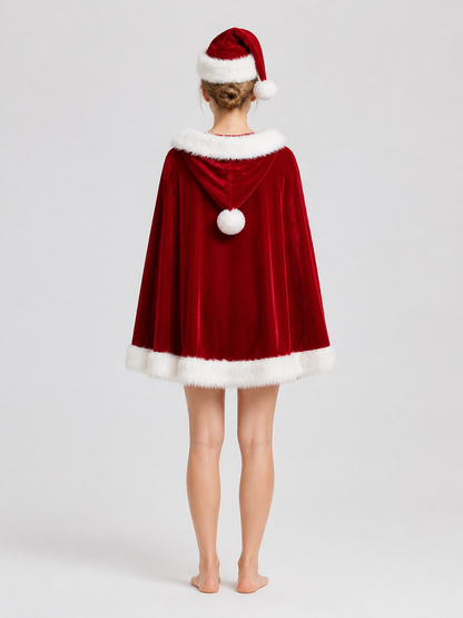 Christmas Character Costume: Red Cape and Dress back view