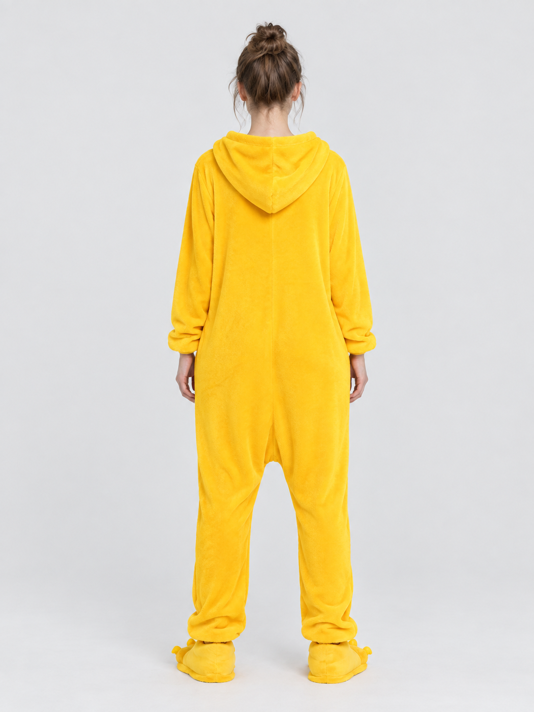 Yellow Flannel Hooded Pajama Jumpsuit