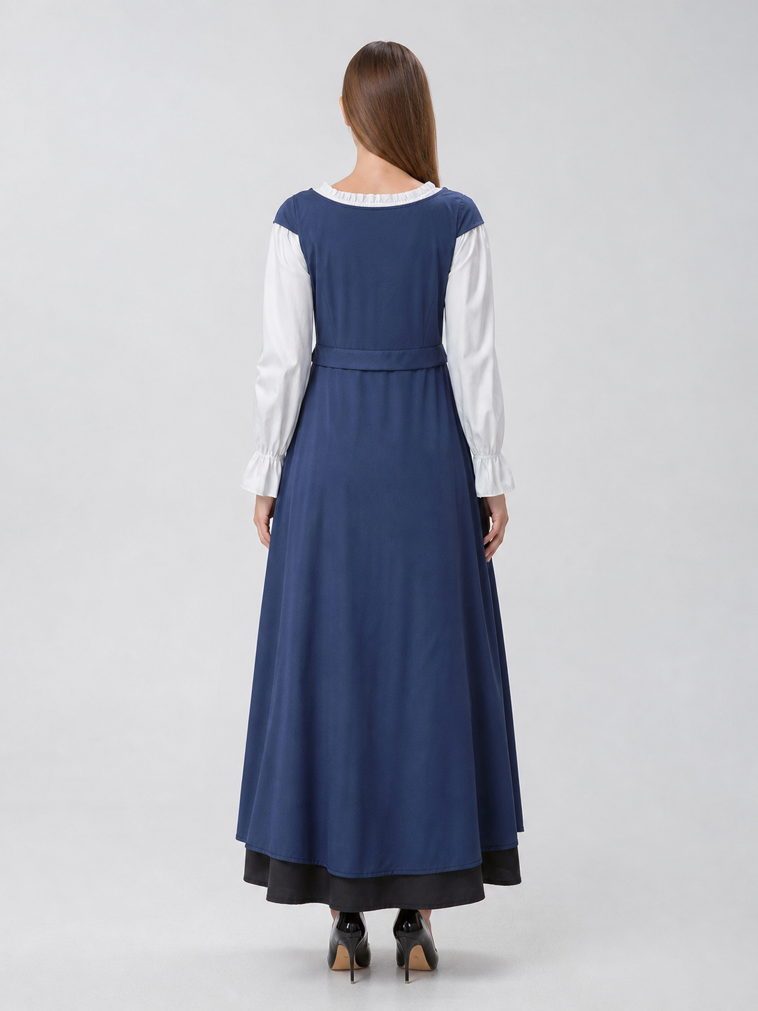 Medieval-Style Cosplay Dress with Lace-Up Front back view