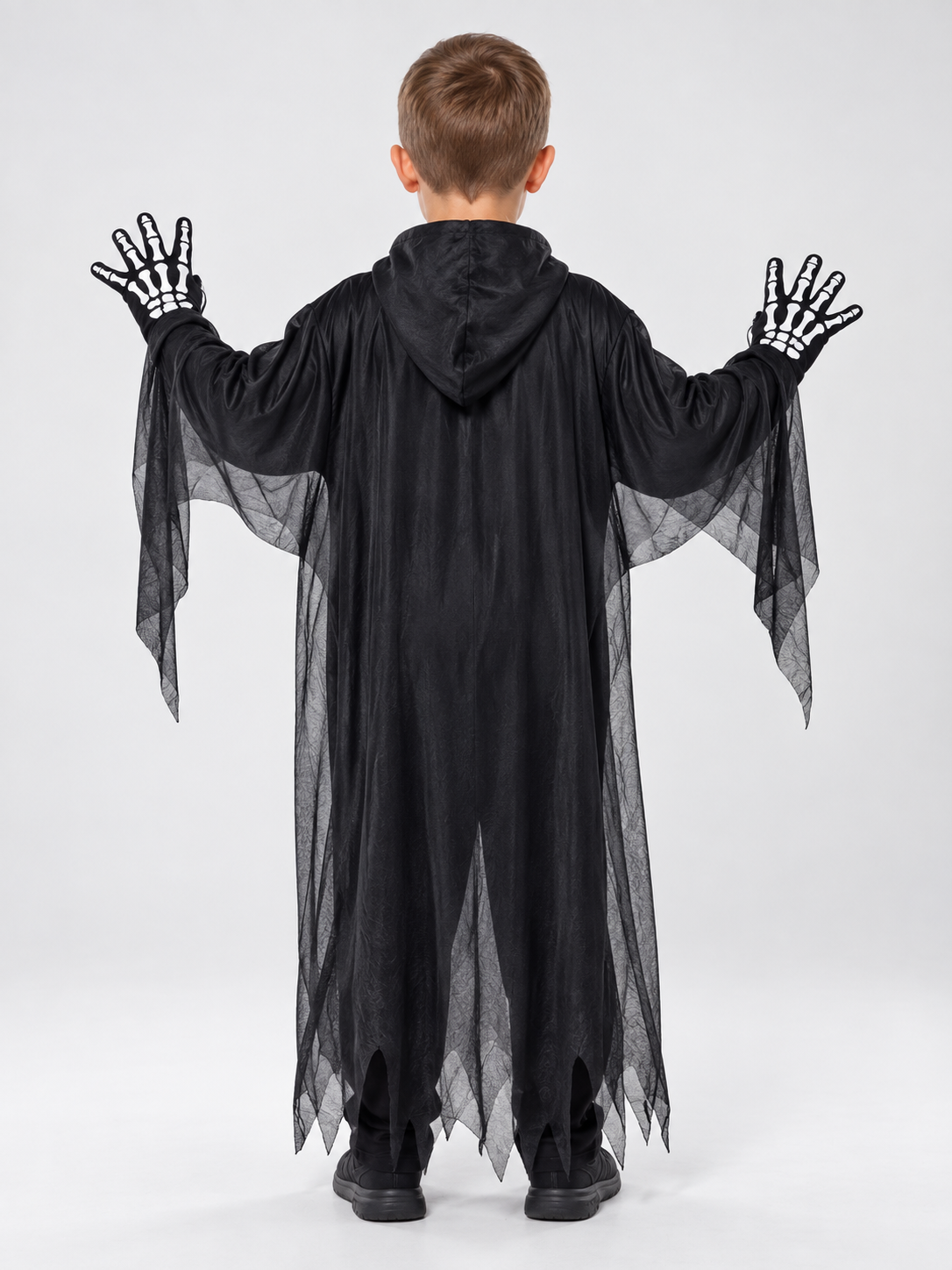 Skeleton Costume with Mask and Gloves back view