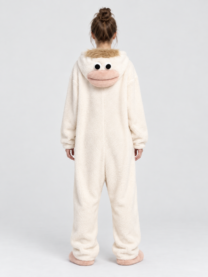 Insulated White Kigurumi Pajama with Hood