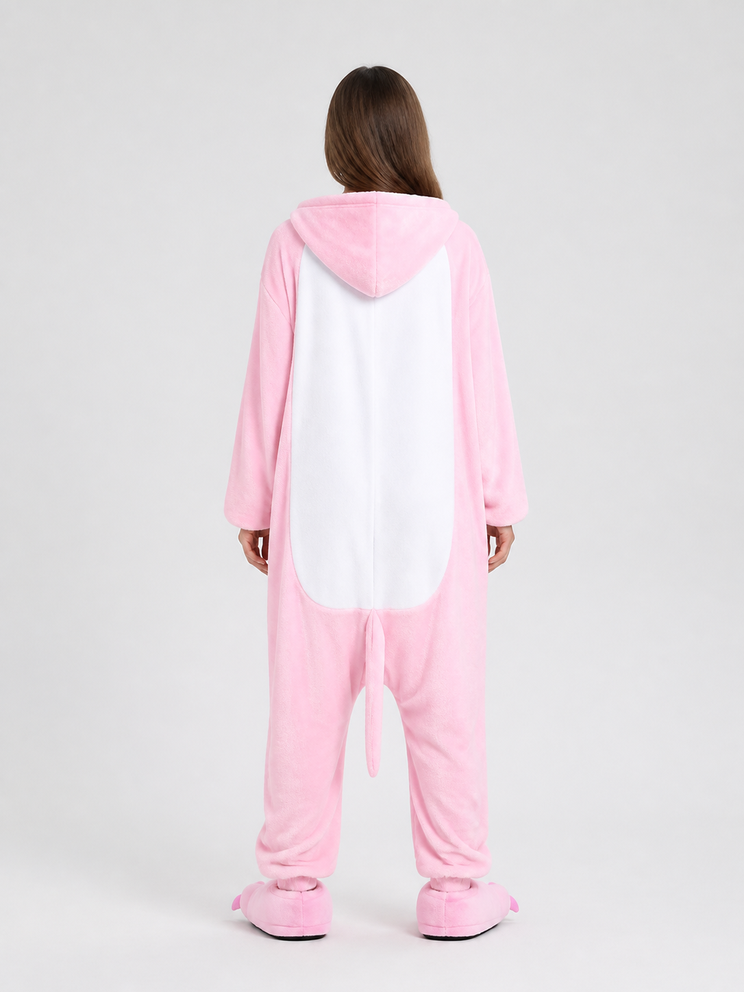 Hooded Flannel Animal Pajama Jumpsuit back view