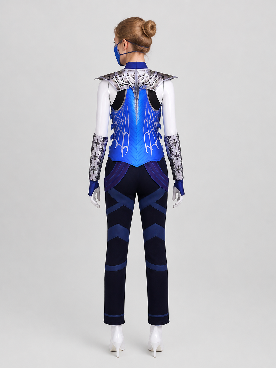 Kitana Cosplay Costume, Top, Pants, and Mask back view