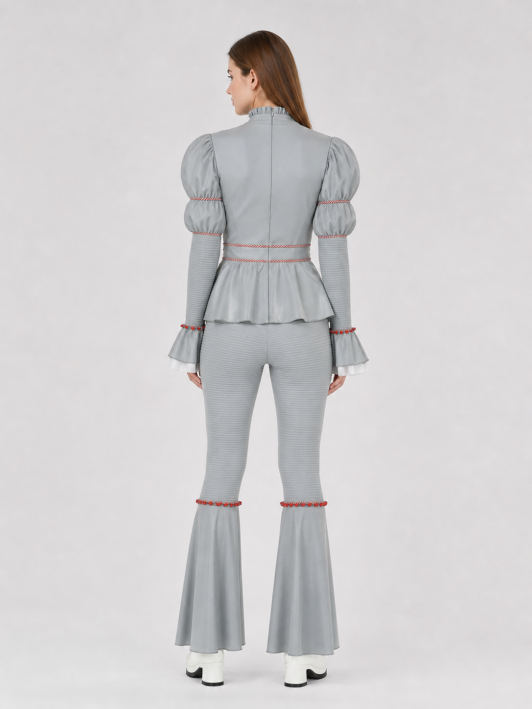 Carnival Circus Clown Costume with Ruffles back view