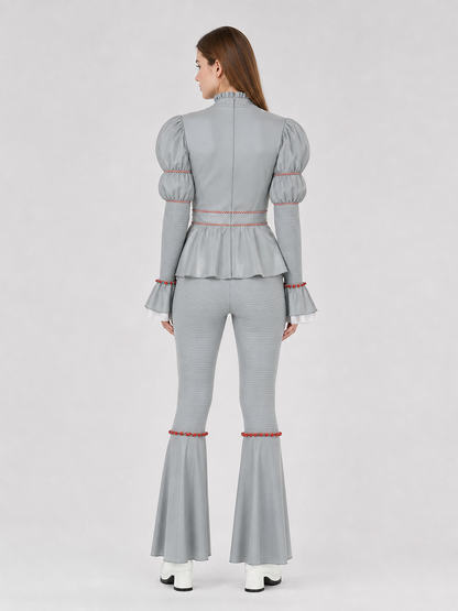 Carnival Circus Clown Costume with Ruffles back view