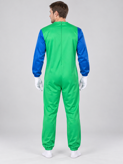 Super Mario costume with mustache and gloves