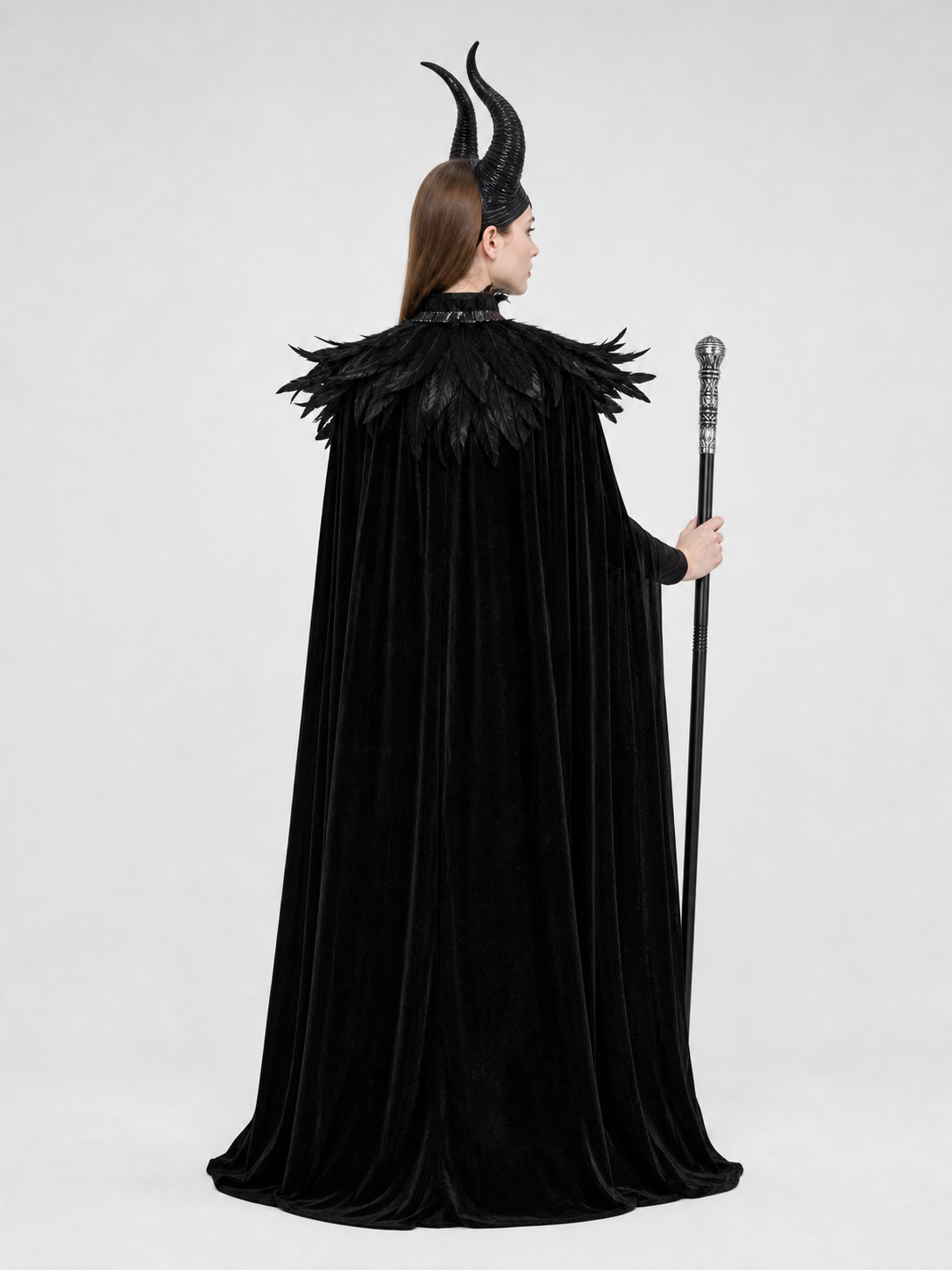 Black cape with scepter, dark fantasy-style set