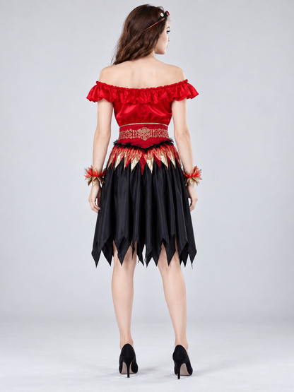 Vampire costume with headpiece and belt