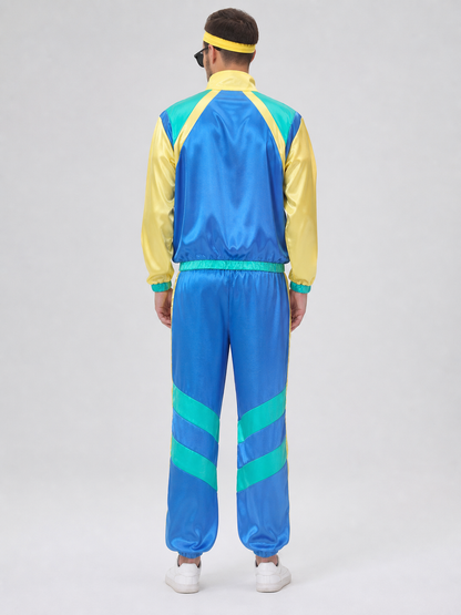 Sporty Jumpsuit with Zipper and Colorful Panels