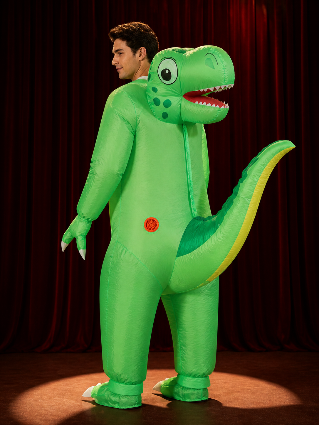Customizable Inflatable Dinosaur Costume, Funny Cartoon Halloween Outfit for back view