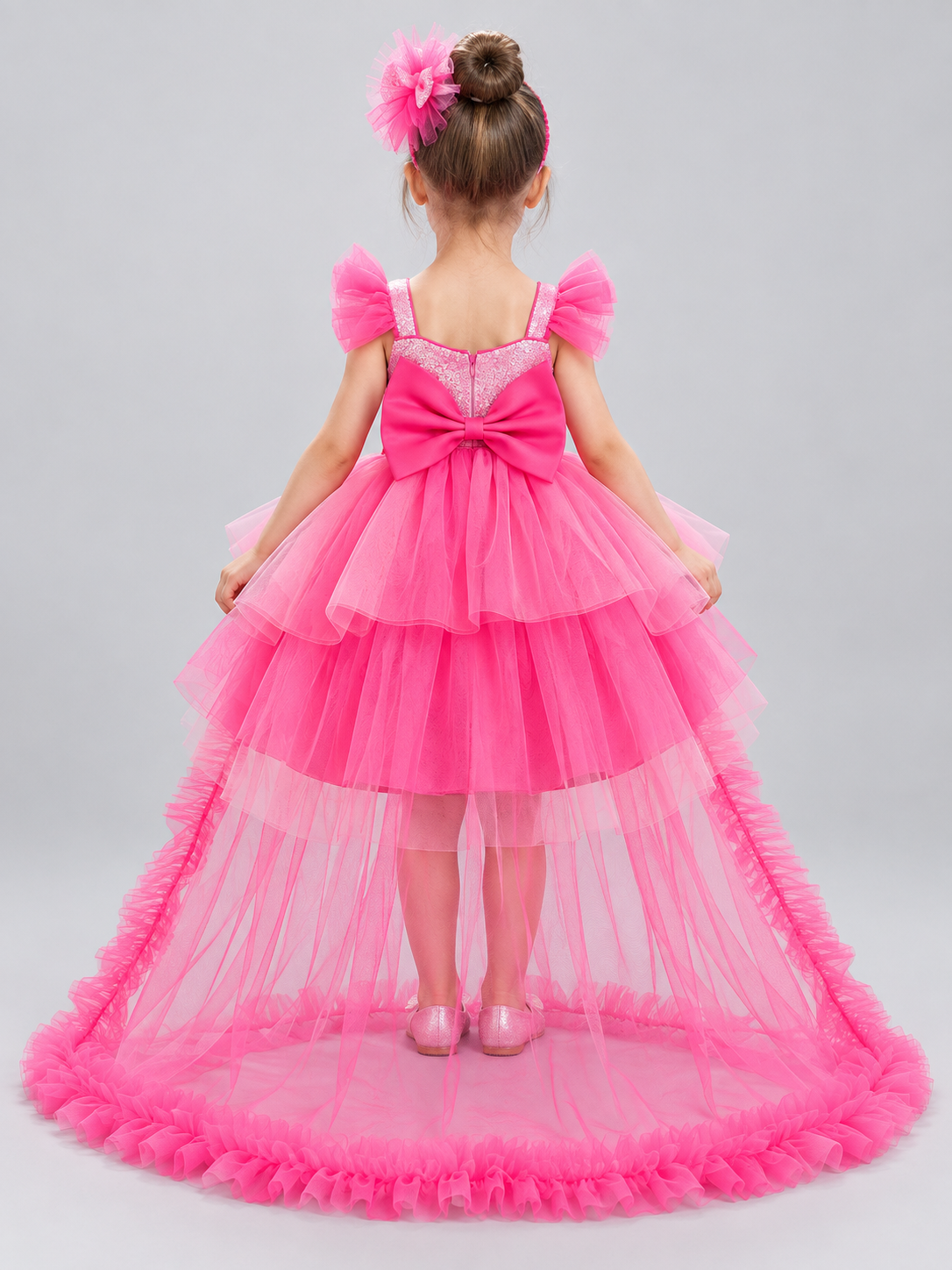 Kids' Festive Dress with Sequins and Bows