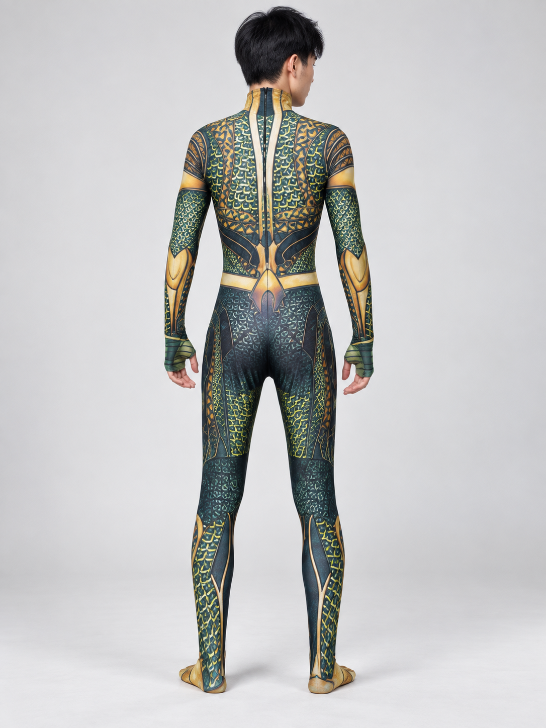 Jumpsuit Costume with High Collar and Pattern back view