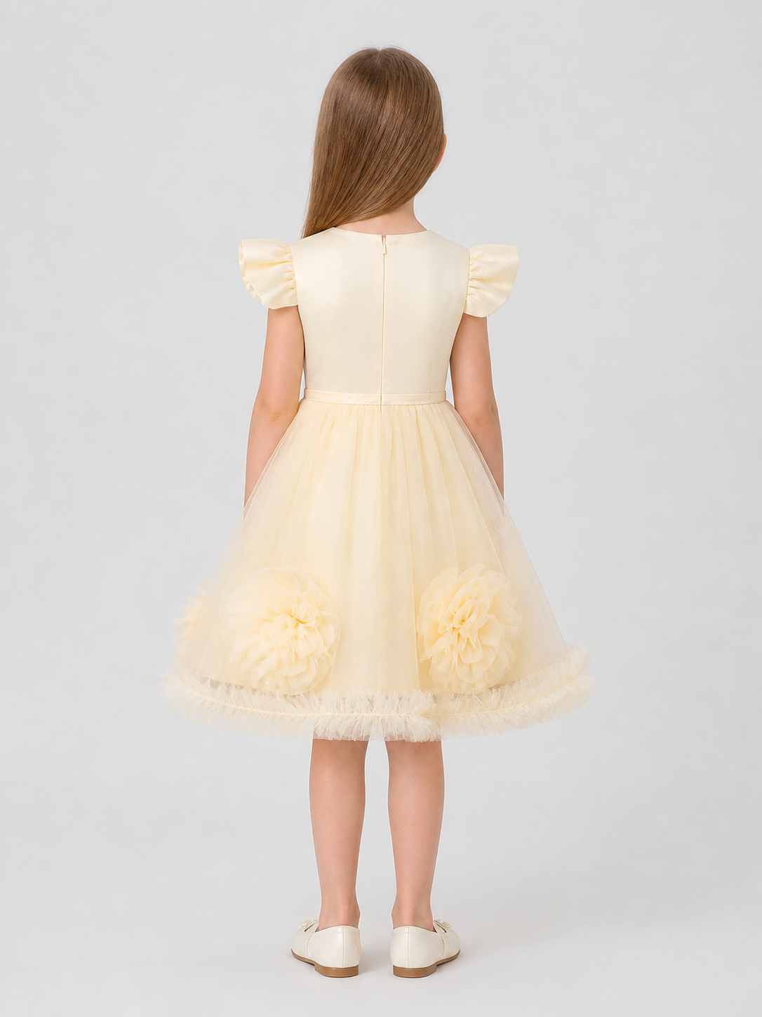 Children's Princess Dress with Flutter Sleeves back view