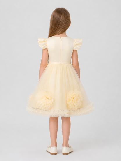 Children's Princess Dress with Flutter Sleeves back view
