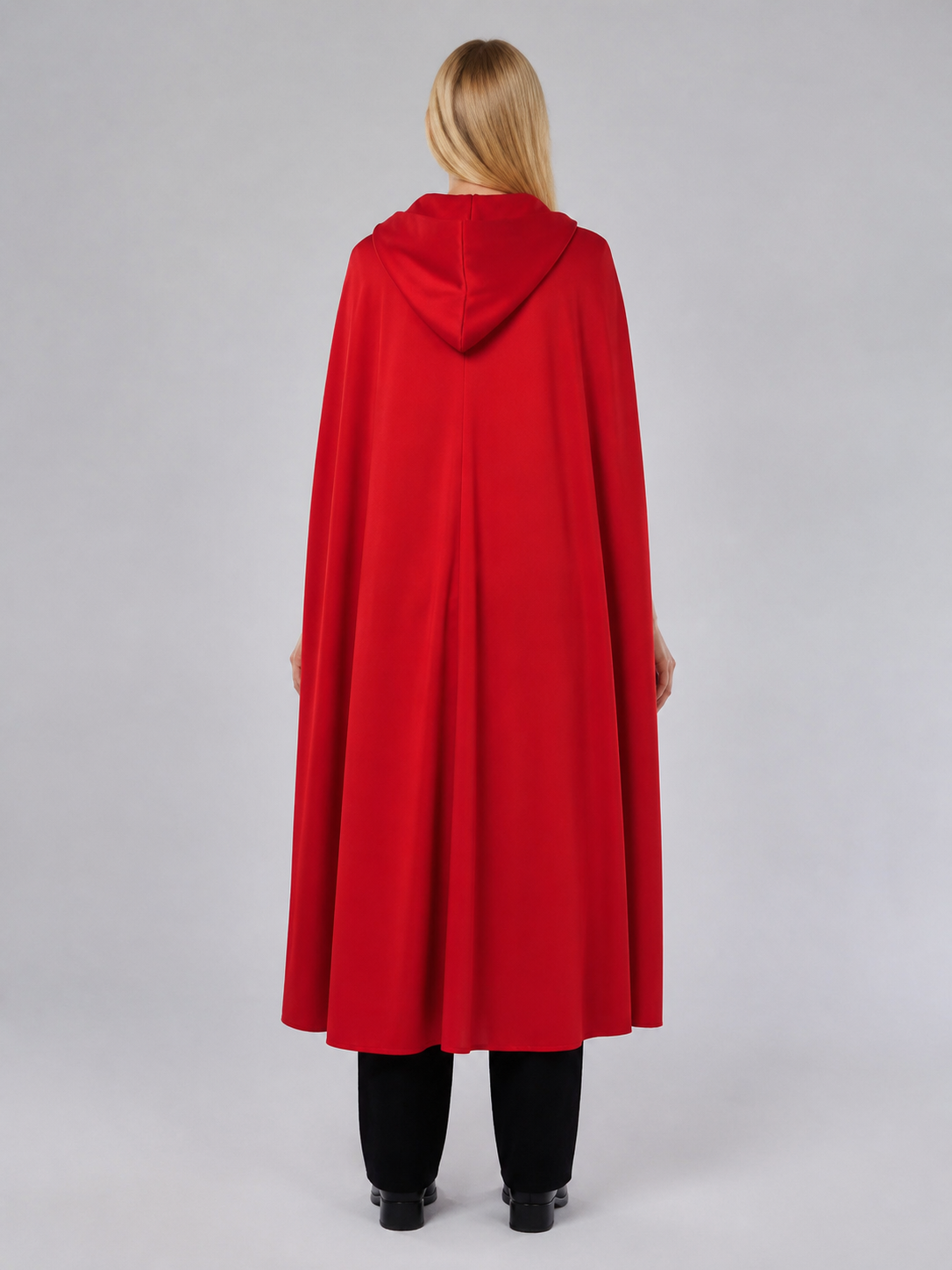 Hooded Knight Costume with Red Cape back view