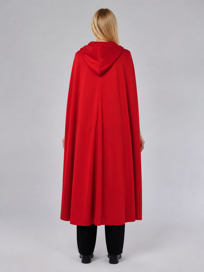 Hooded Knight Costume with Red Cape back view