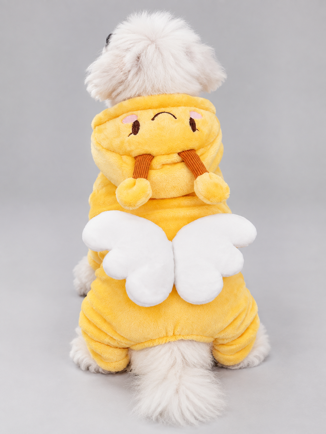 Bee Dog Costume in Yellow Fleece with Wings and Hood
