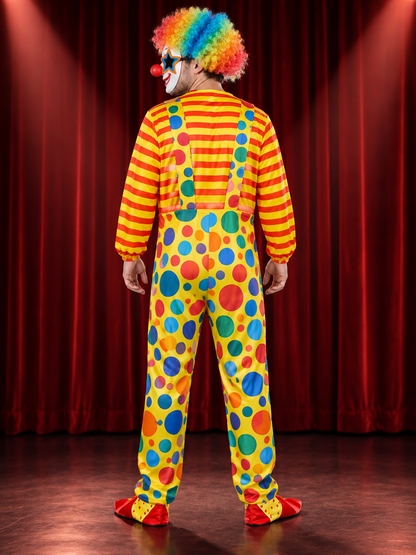 Yellow Clown Costume with Jumpsuit, Wig, and Mask