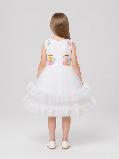 Sleeveless Princess Dress with Full Mesh Skirt back view