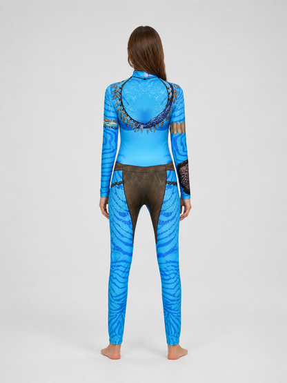 Avatar 2 Carnival Costume: Blue Jumpsuit back view