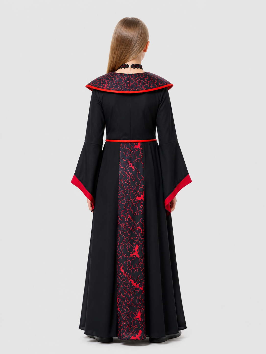 Children's Vampire Halloween Costume with Dress and Necklace back view