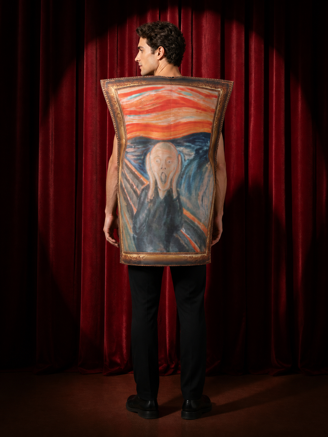 Unisex Adult Scream Figure Framed Art Full-Body Jumpsuit Costume back view