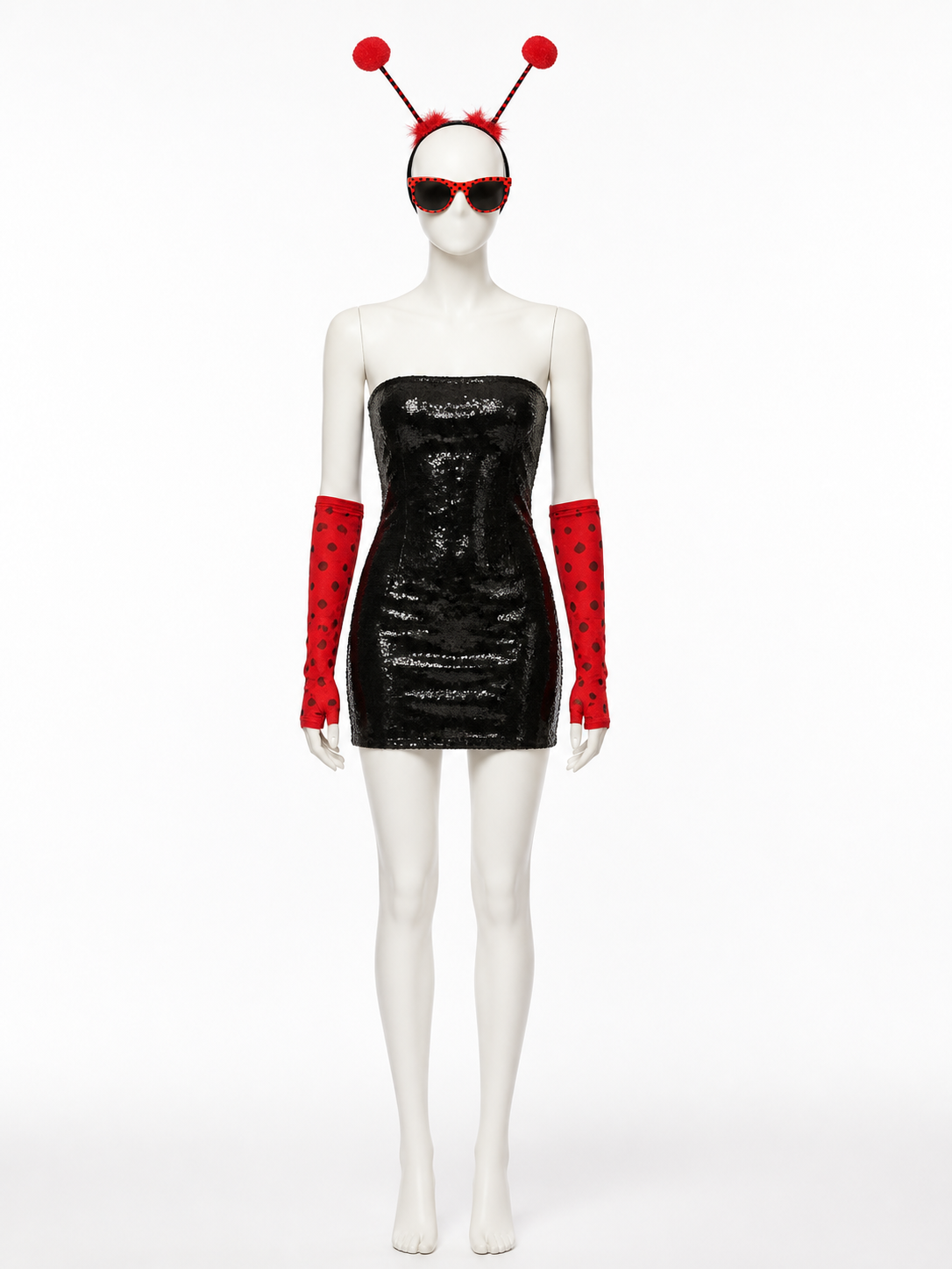 Bee Costume Accessories Set with Headband, Sunglasses, Gloves & Earrings - Red back view