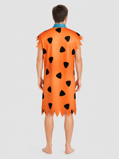 Orange Dress with Black Spots and Blue Accessory back view 10
