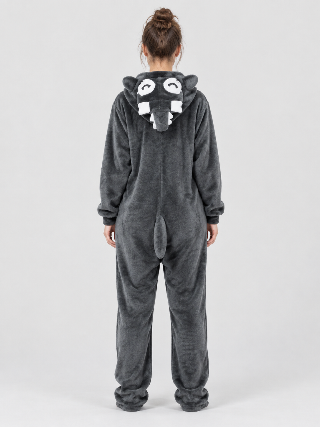 Insulated Kigurumi Pajama with Hood and Plush Texture