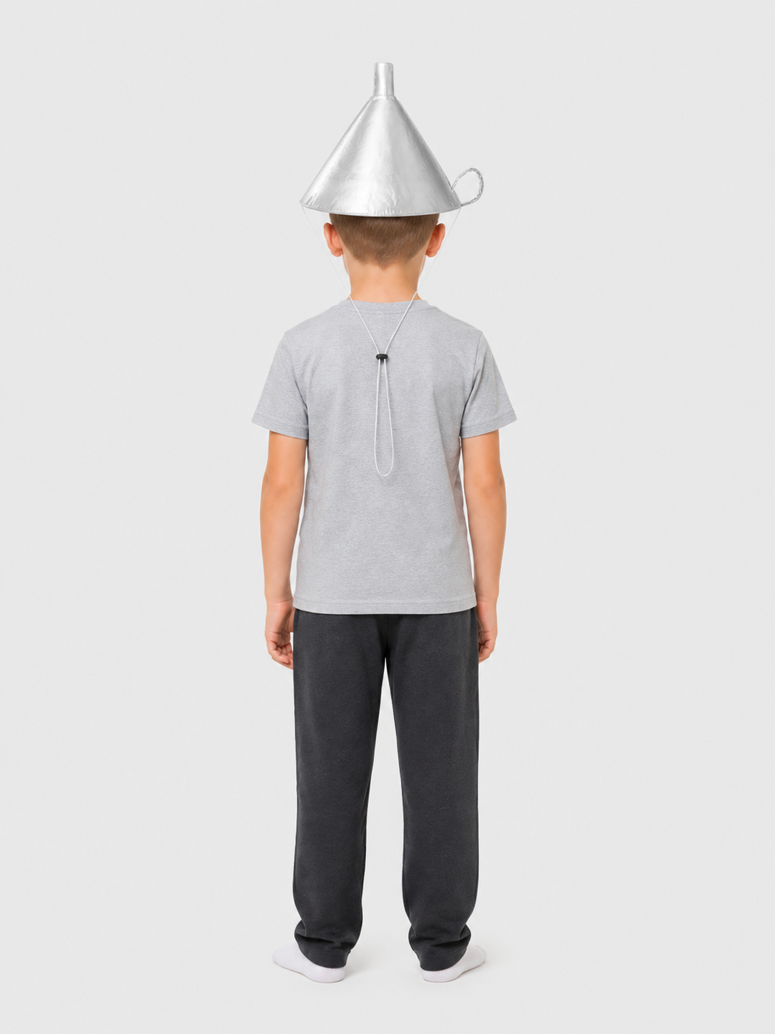 Silver Carnival Tricorn Hat with Chin Cord back view