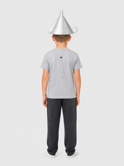 Silver Carnival Tricorn Hat with Chin Cord back view