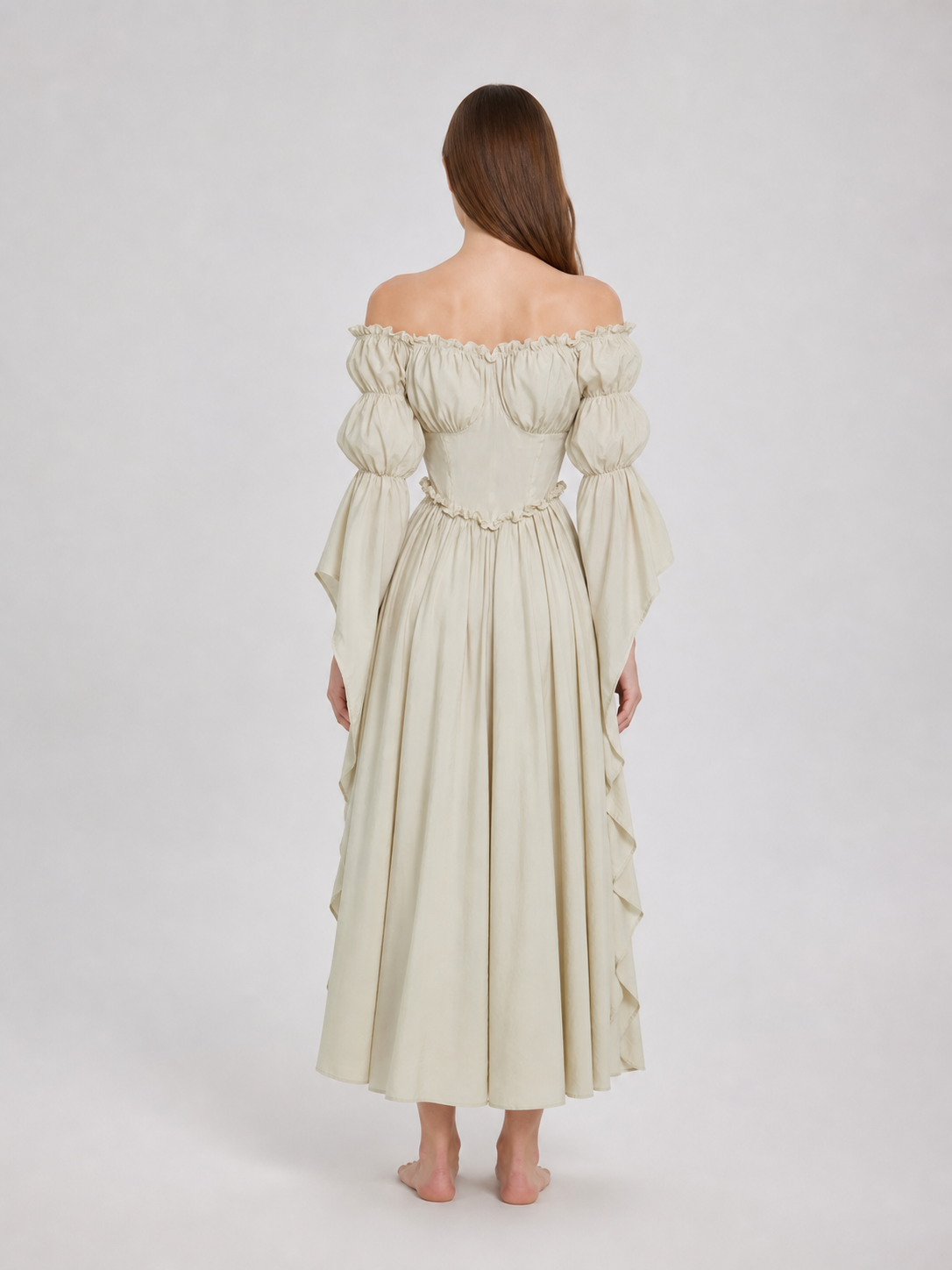 Long vintage-style ruffled dress