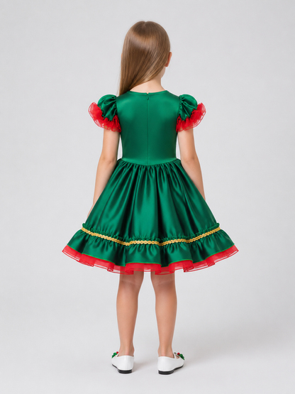Festive Christmas Dress with a Full Skirt back view