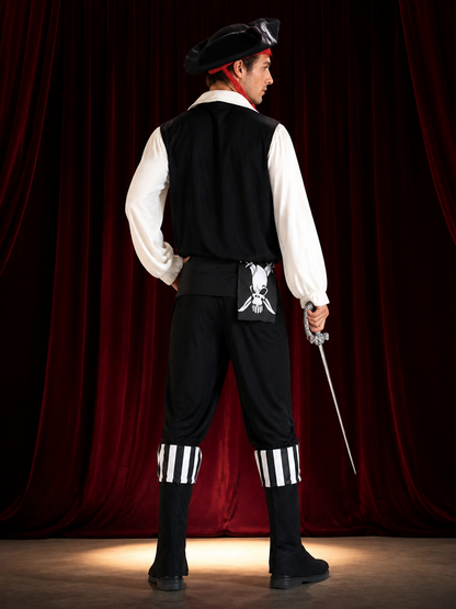 Pirate Costume with Tricorn Hat and Prop Sword for Cosplay