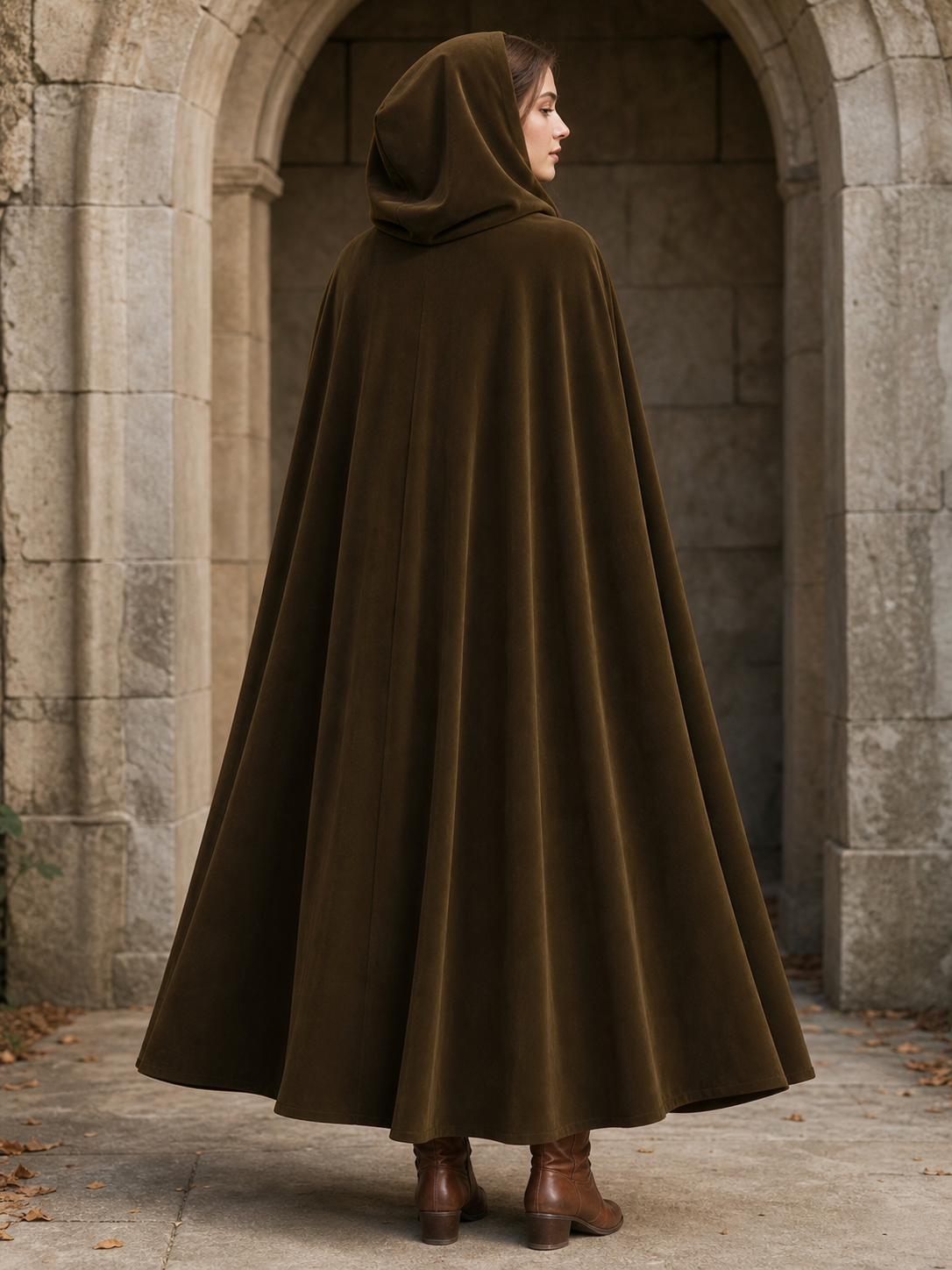 Brown Hooded Costume Cape