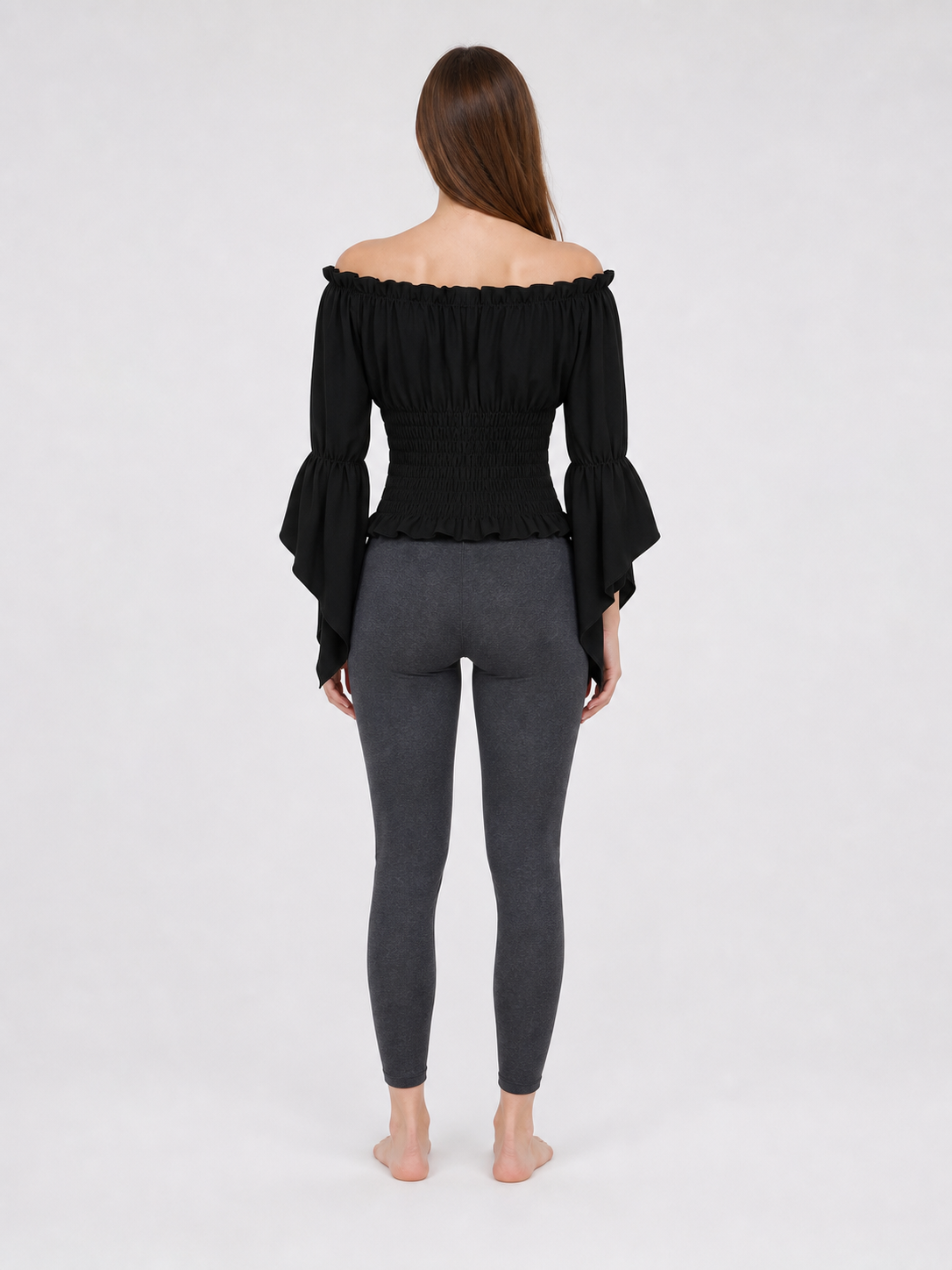 Black Cropped Off-Shoulder Blouse