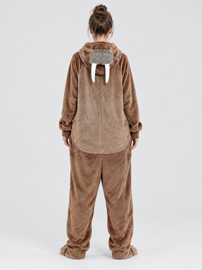 Hooded Walrus Face Pajama Jumpsuit