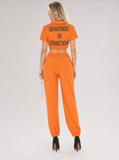 Halloween costume, orange printed set