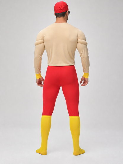 Stage Costume with Sculpted Muscles, Red and Yellow