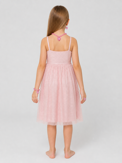 Children's Pink Jewelry Set with Hearts and Beads back view