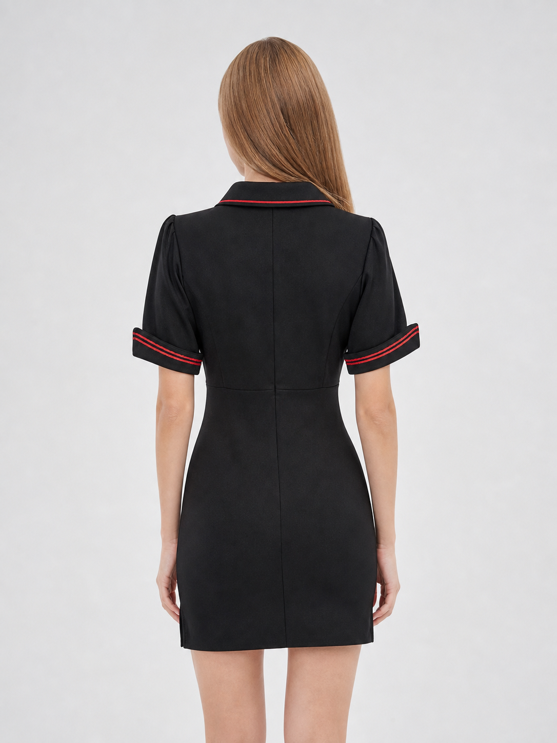 Medical Costume: Black Dress with Red Trim